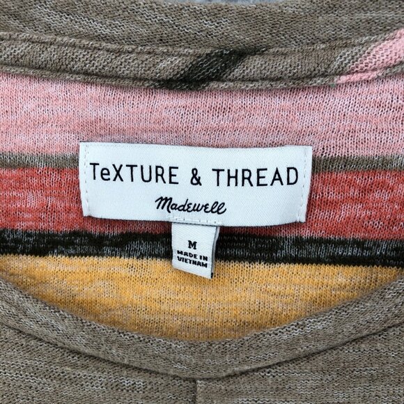 Madewell Shirt Womens Medium TeXTURE & THREAD Multicolor Stripe Tied Front Tee - Picture 5 of 10